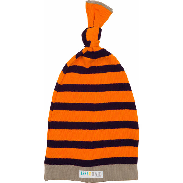 pavilion gift company Orange and Navy Stripe 0-12 Month Baby Hat