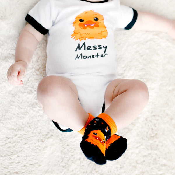 Pavilion Gift Company Orange Crawling Monster 0-12 Month Non-slip Baby Socks