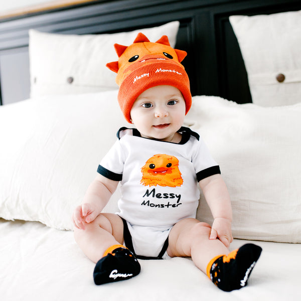 Pavilion Gift Company Orange Crawling Monster 0-12 Month Non-slip Baby Socks