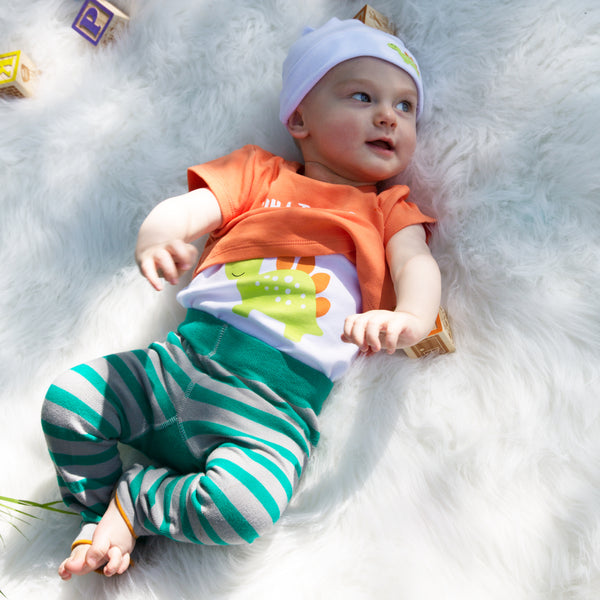 Pavilion Gift Company Orange Dino 6-12 Months Shw-onesie