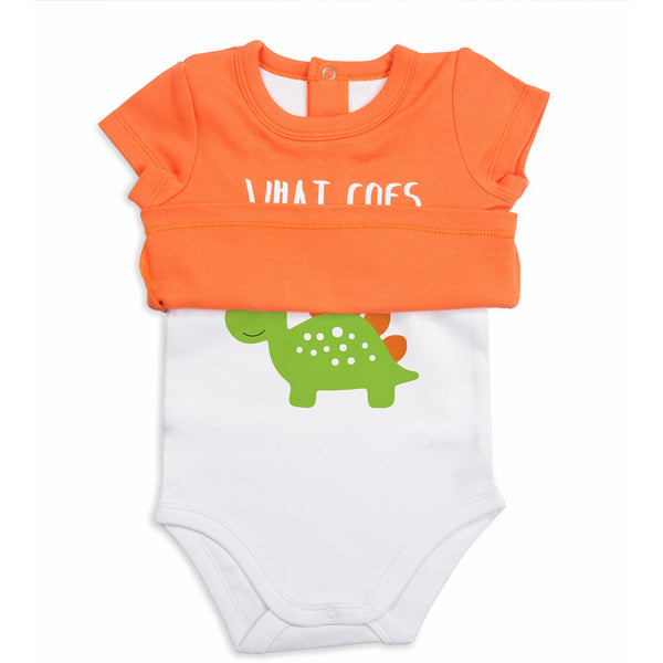 Pavilion Gift Company Orange Dino 6-12 Months Shw-onesie