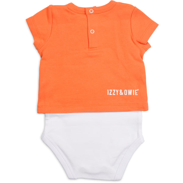 Pavilion Gift Company Orange Dino 6-12 Months Shw-onesie