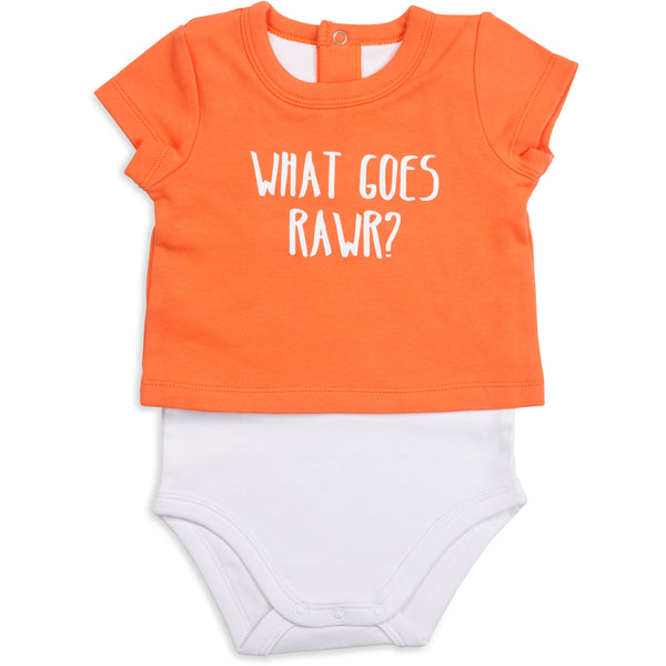 pavilion gift company Orange Dino 6-12 Months Shw-onesie