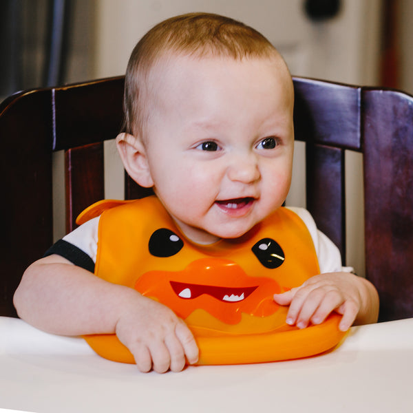 Pavilion Gift Company Orange Messy Monster 12" Silicone Catch All Bib