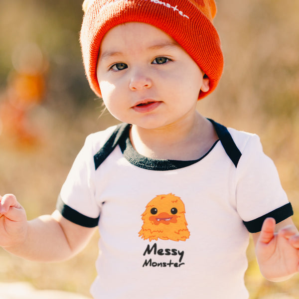 Pavilion Gift Company Orange Messy Monster 6-12 Months Bodysuit