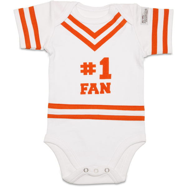 pavilion gift company Orange & White 0-6 Months Infant Onesie