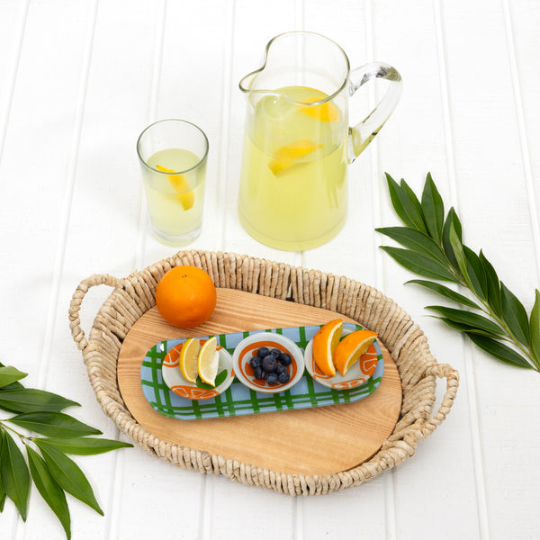 Pavilion Gift Company Oranges 11" Glass Serving Tray With 3 Bowls