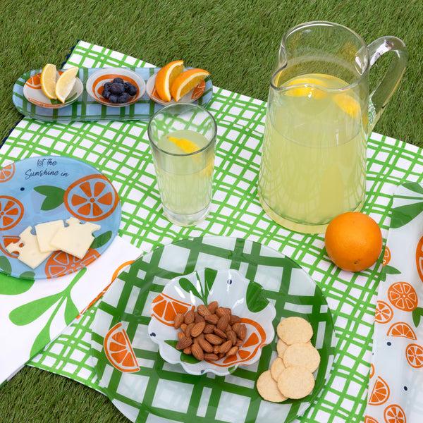 Pavilion Gift Company Oranges 11" Glass Serving Tray With 3 Bowls