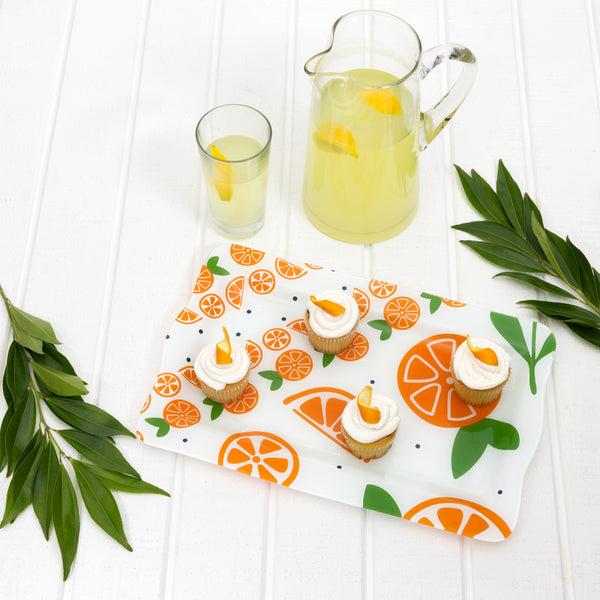 Pavilion Gift Company Oranges 16.75" X 11" Glass Serving Tray