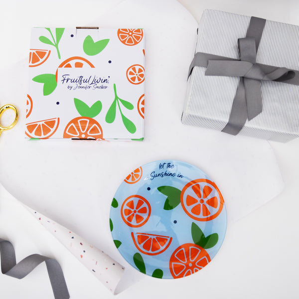 Pavilion Gift Company Oranges 8" Glass Appetizer Plate