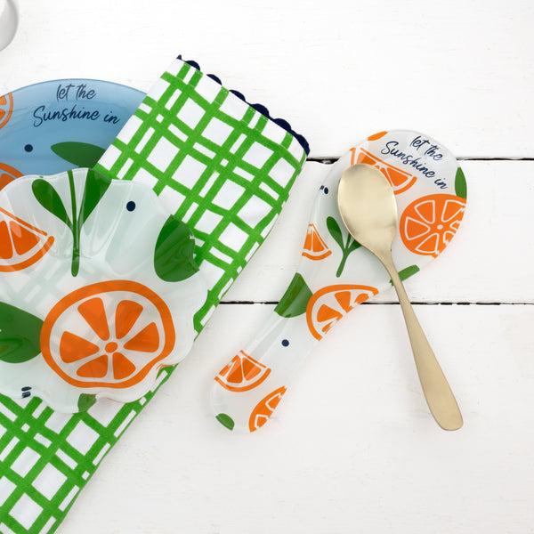 Pavilion Gift Company Oranges 9.25" Glass Spoon Rest