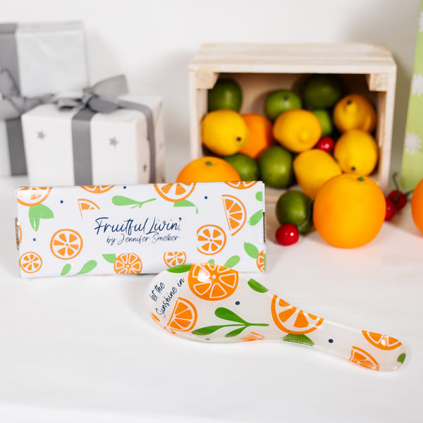 Pavilion Gift Company Oranges 9.25" Glass Spoon Rest