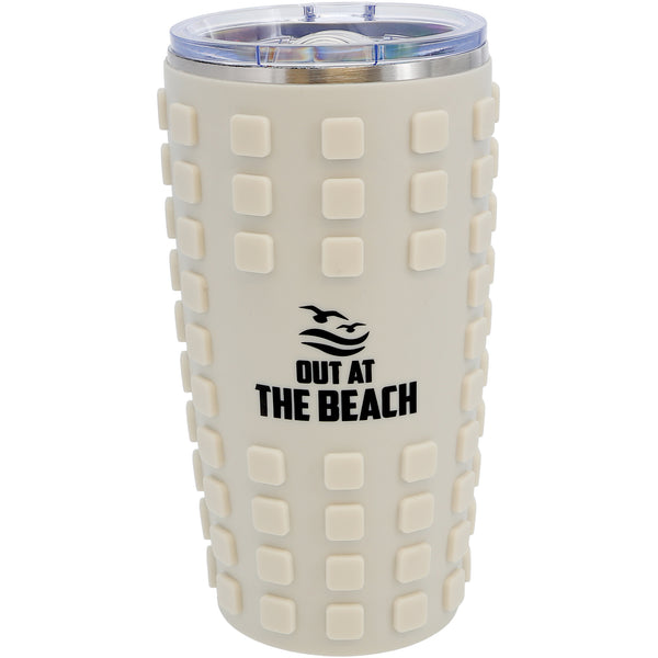 pavilion gift company Out at the Beach 20 oz Travel Tumbler with 3D Silicone Wrap