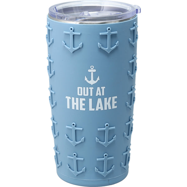 pavilion gift company Out at the Lake 20 oz Travel Tumbler with 3D Silicone Wrap