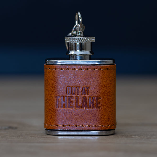 Pavilion Gift Company Out At The Lake PU Leather & Stainless Steel 1 Oz Mini Flask