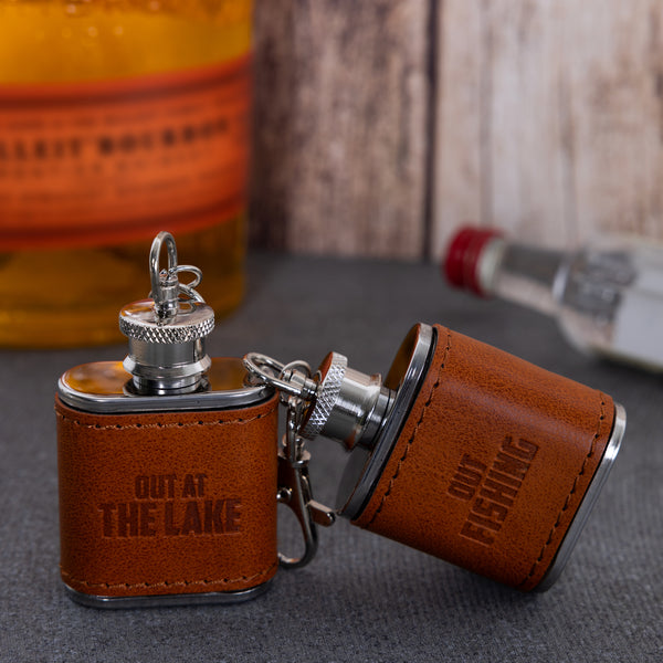 Pavilion Gift Company Out At The Lake PU Leather & Stainless Steel 1 Oz Mini Flask