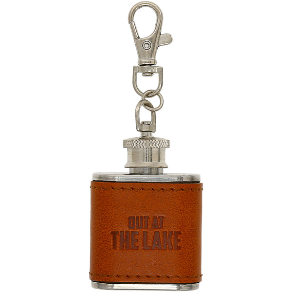 pavilion gift company Out at the Lake PU Leather & Stainless Steel 1 oz Mini Flask