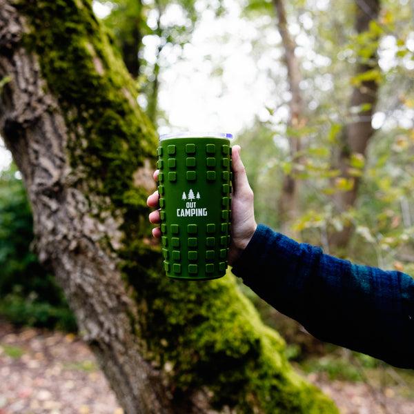 Pavilion Gift Company Out Camping 20 Oz Travel Tumbler With 3D Silicone Wrap