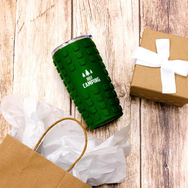 Pavilion Gift Company Out Camping 20 Oz Travel Tumbler With 3D Silicone Wrap