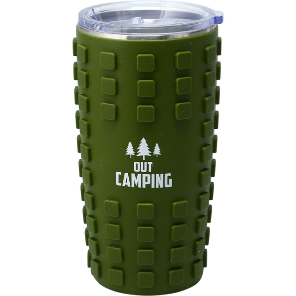 pavilion gift company Out Camping 20 oz Travel Tumbler with 3D Silicone Wrap