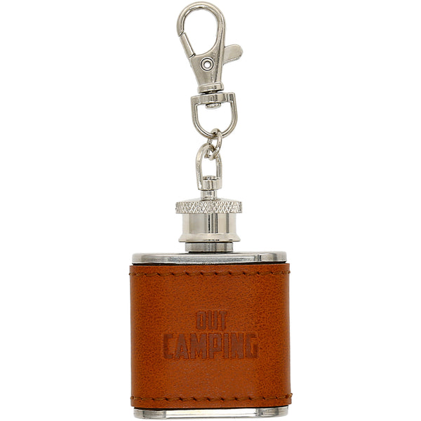 pavilion gift company Out Camping PU Leather & Stainless Steel 1 oz Mini Flask