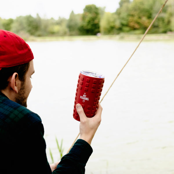 Pavilion Gift Company Out Fishing 20 Oz Travel Tumbler With 3D Silicone Wrap