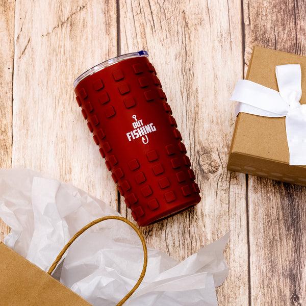 Pavilion Gift Company Out Fishing 20 Oz Travel Tumbler With 3D Silicone Wrap