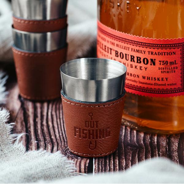 Pavilion Gift Company Out Fishing Stainless Shot Glass With Sleeve