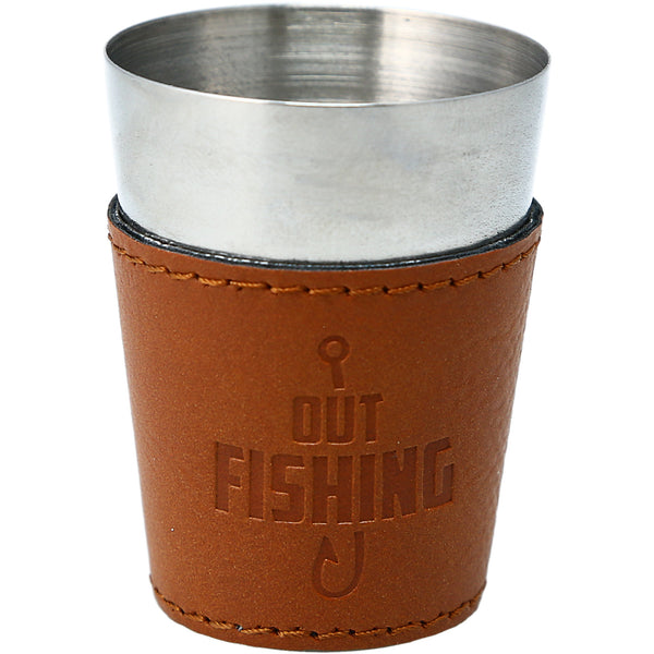 pavilion gift company Out Fishing Stainless Shot Glass with Sleeve