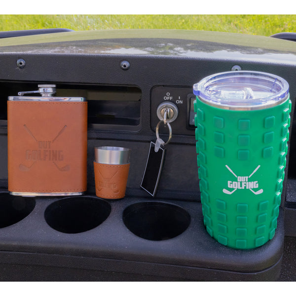 Pavilion Gift Company Out Golfing 20 Oz Travel Tumbler With 3D Silicone Wrap