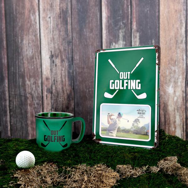 Pavilion Gift Company Out Golfing 8" X 11.75" Tin Frame (Holds 6" X 4" Photo)