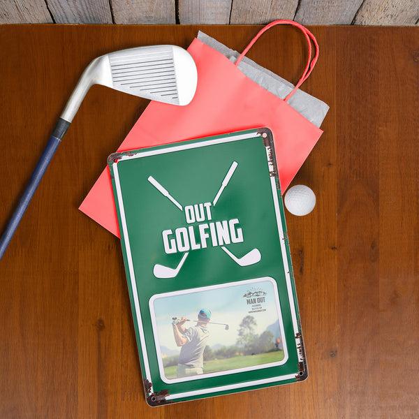 Pavilion Gift Company Out Golfing 8" X 11.75" Tin Frame (Holds 6" X 4" Photo)
