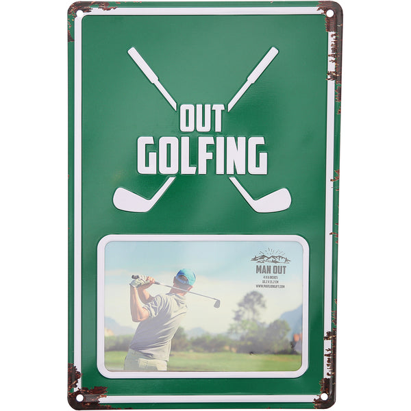 pavilion gift company Out Golfing 8" x 11.75" Tin Frame (Holds 6" x 4" Photo)