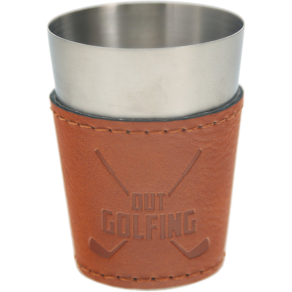 pavilion gift company Out Golfing Stainless Shot Glass with Sleeve
