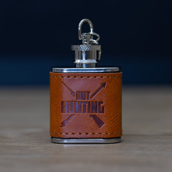 Pavilion Gift Company Out Hunting PU Leather & Stainless Steel 1 Oz Mini Flask