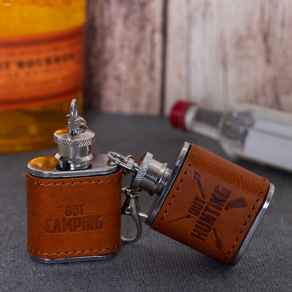 Pavilion Gift Company Out Hunting PU Leather & Stainless Steel 1 Oz Mini Flask