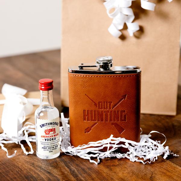 Pavilion Gift Company Out Hunting PU Leather & Stainless Steel 8 Oz Flask