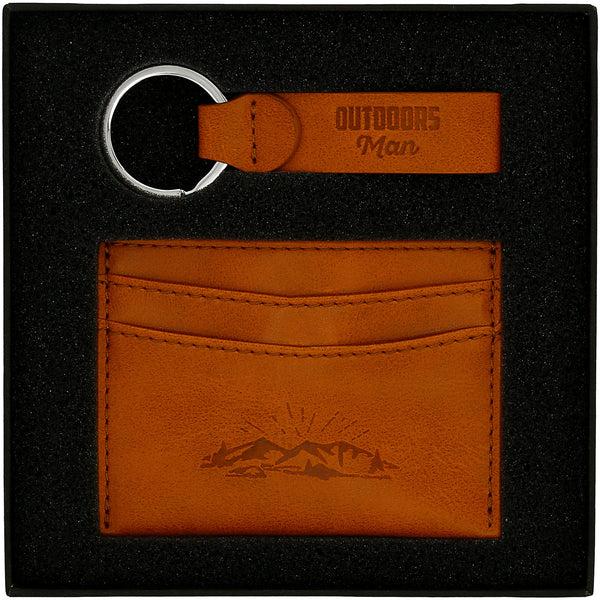 pavilion gift company Outdoors Man PU Leather Keyring & Wallet Set