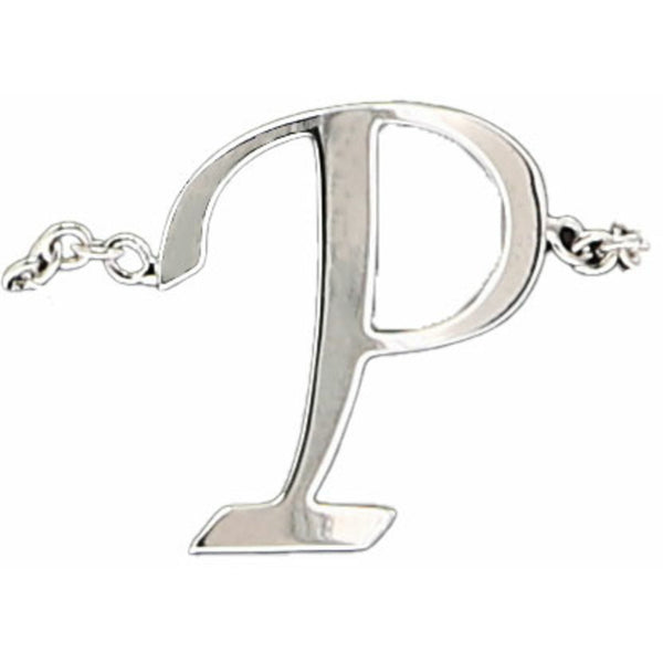 pavilion gift company P Adjustable Rhodium Plated Monogram Ring