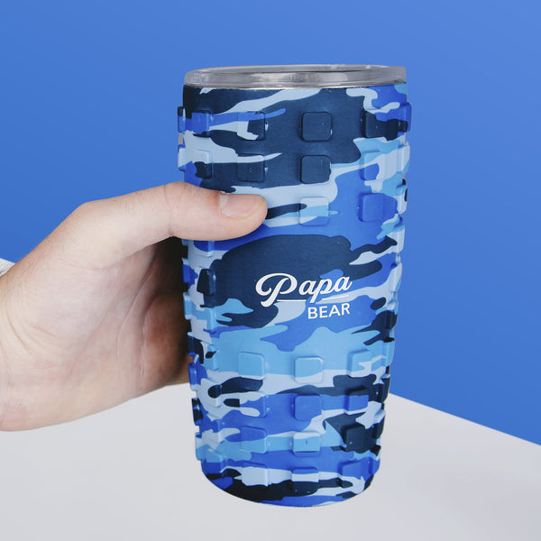 Pavilion Gift Company Papa Bear 20 Oz Travel Tumbler With 3D Silicone Wrap