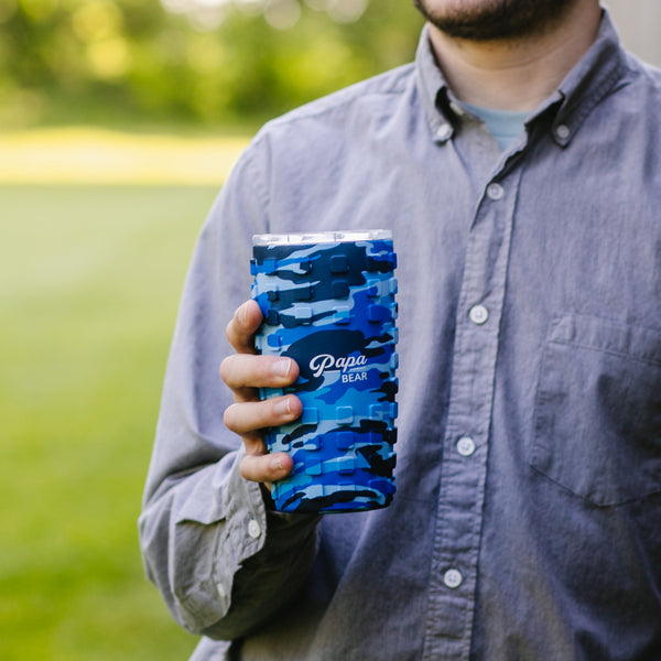 Pavilion Gift Company Papa Bear 20 Oz Travel Tumbler With 3D Silicone Wrap