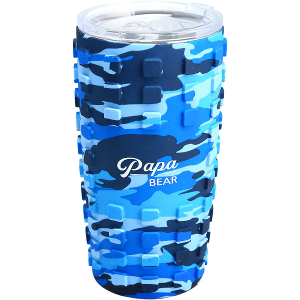 pavilion gift company Papa Bear 20 oz Travel Tumbler with 3D Silicone Wrap