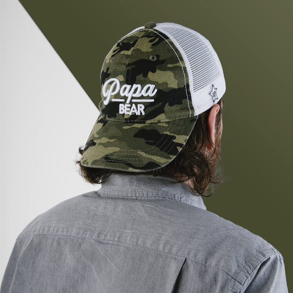Pavilion Gift Company Papa Bear Green Camo Adjustable Mesh Hat