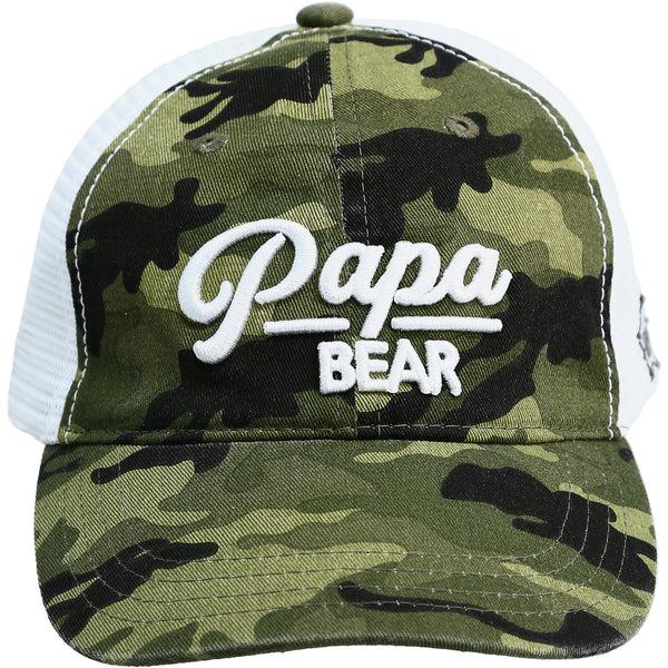 pavilion gift company Papa Bear Green Camo Adjustable Mesh Hat