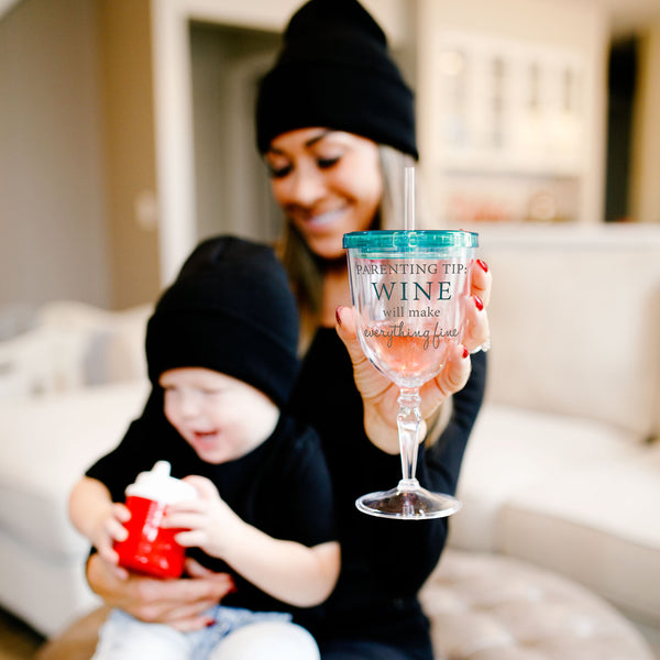 Pavilion Gift Company Parenting Tip 13 Oz Acrylic Wine Tumbler