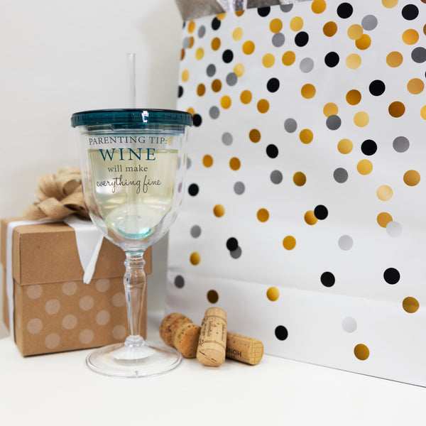 Pavilion Gift Company Parenting Tip 13 Oz Acrylic Wine Tumbler