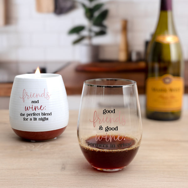 Pavilion Gift Company Partner In Crime Gift Boxed 18 Oz Stemless Wine Glass