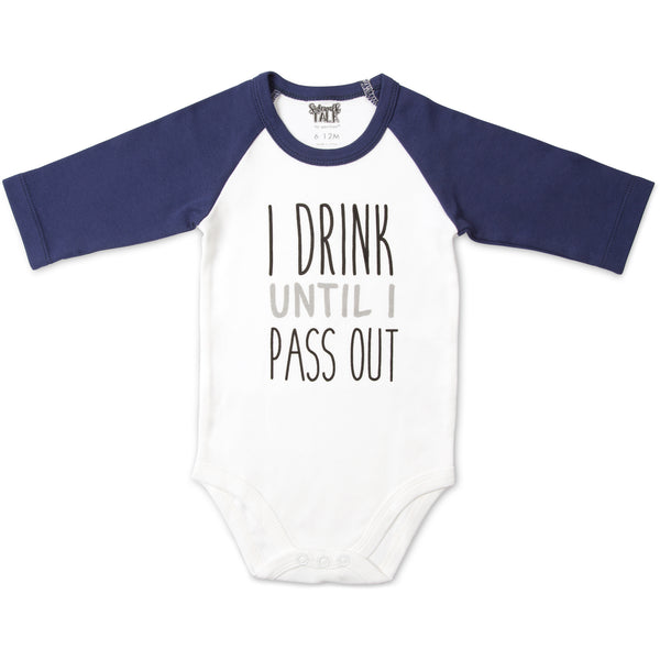 pavilion gift company Pass out 12-24 Months 3/4 Length Navy Sleeve Onesie