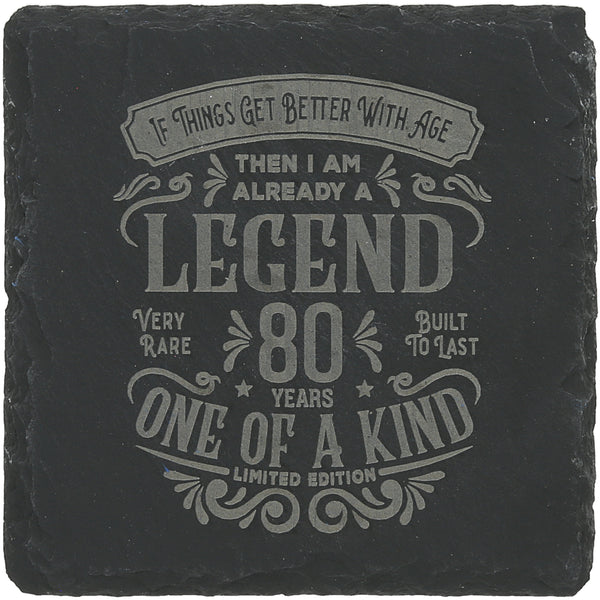 pavilion gift company 80 Years 4" Slate Coaster