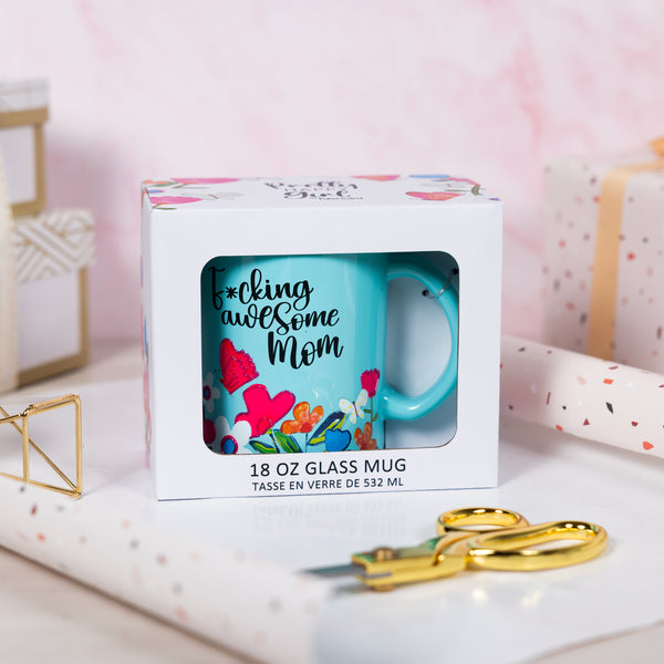 Pavilion Gift Company Awesome Mom 18 Oz Glass Mug